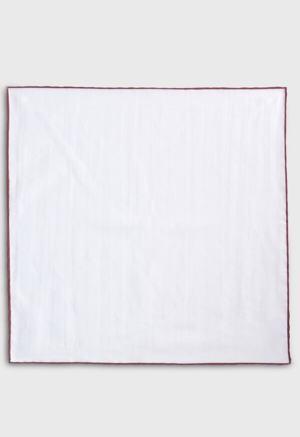 Paul Stuart Handkerchief with Contrast Border Burgundy | NZ_PAUL52077