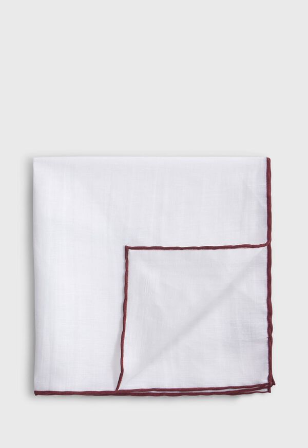 Paul Stuart Handkerchief with Contrast Border Burgundy | NZ_PAUL52077