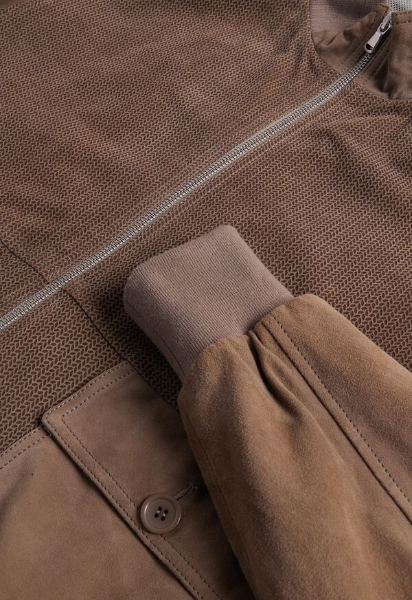 Paul Stuart Herringbone Suede Jacket Brown | NZ_PAUL34674