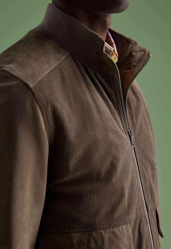 Paul Stuart Herringbone Suede Jacket Brown | NZ_PAUL34674