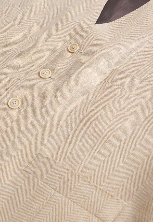 Paul Stuart Herringbone Tailored Vest Brown | NZ_PAUL56864