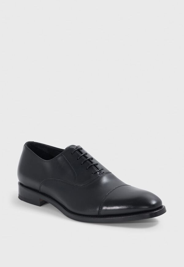 Paul Stuart Houston Leather Cap Toe Black | NZ_PAUL54861