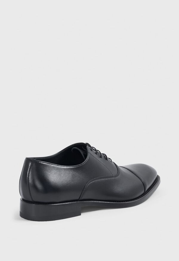 Paul Stuart Houston Leather Cap Toe Black | NZ_PAUL54861