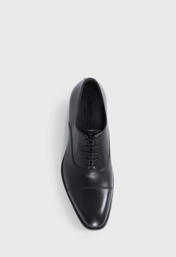 Paul Stuart Houston Leather Cap Toe Black | NZ_PAUL54861