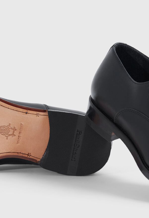 Paul Stuart Houston Leather Cap Toe Black | NZ_PAUL54861