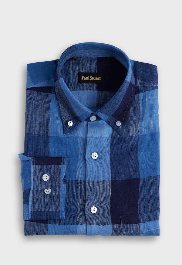Paul Stuart Linen Buffalo Check Navy / Blue | NZ_PAUL34681
