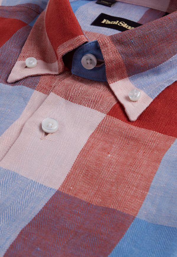 Paul Stuart Linen Buffalo Check Red / Blue | NZ_PAUL19506