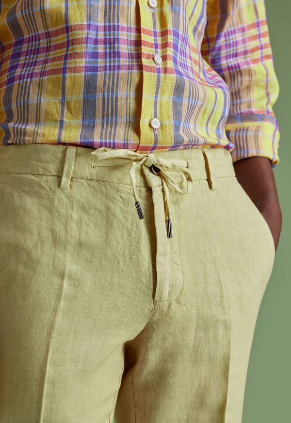 Paul Stuart Linen Drawstring Yellow | NZ_PAUL41760