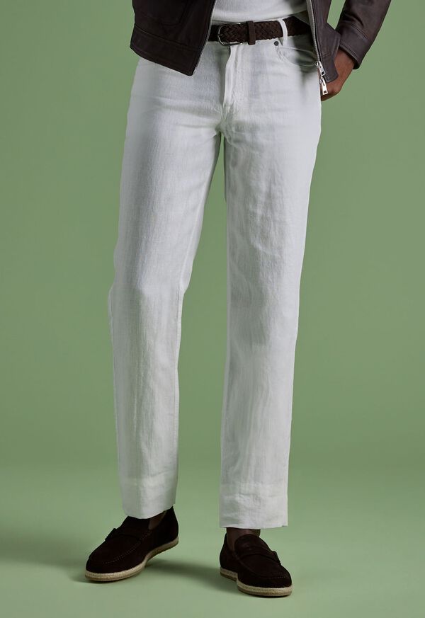 Paul Stuart Linen Five Pocket White | NZ_PAUL15753
