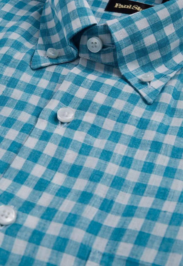 Paul Stuart Linen Gingham Blue | NZ_PAUL58838