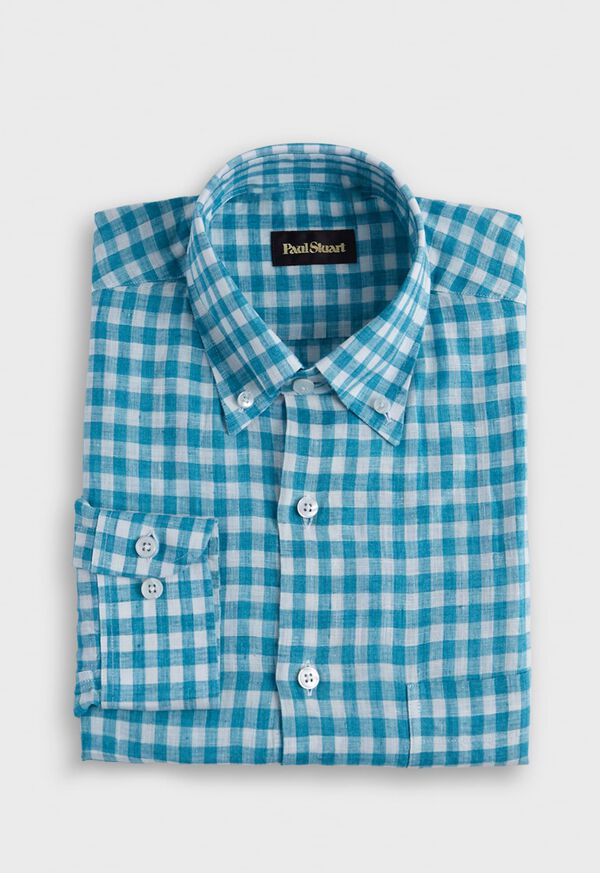 Paul Stuart Linen Gingham Blue | NZ_PAUL58838