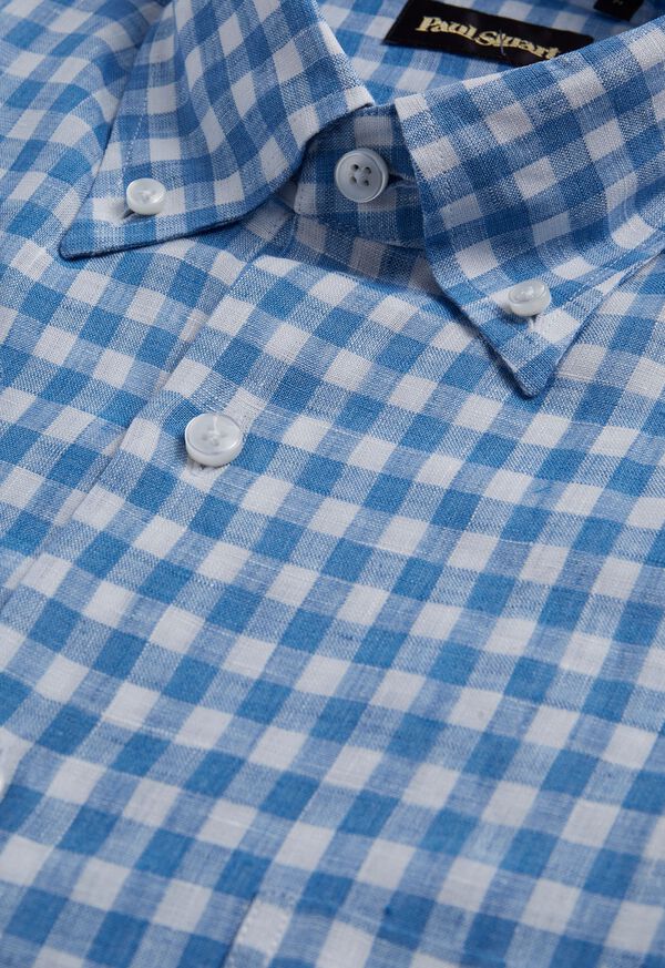 Paul Stuart Linen Gingham Light Blue | NZ_PAUL92398