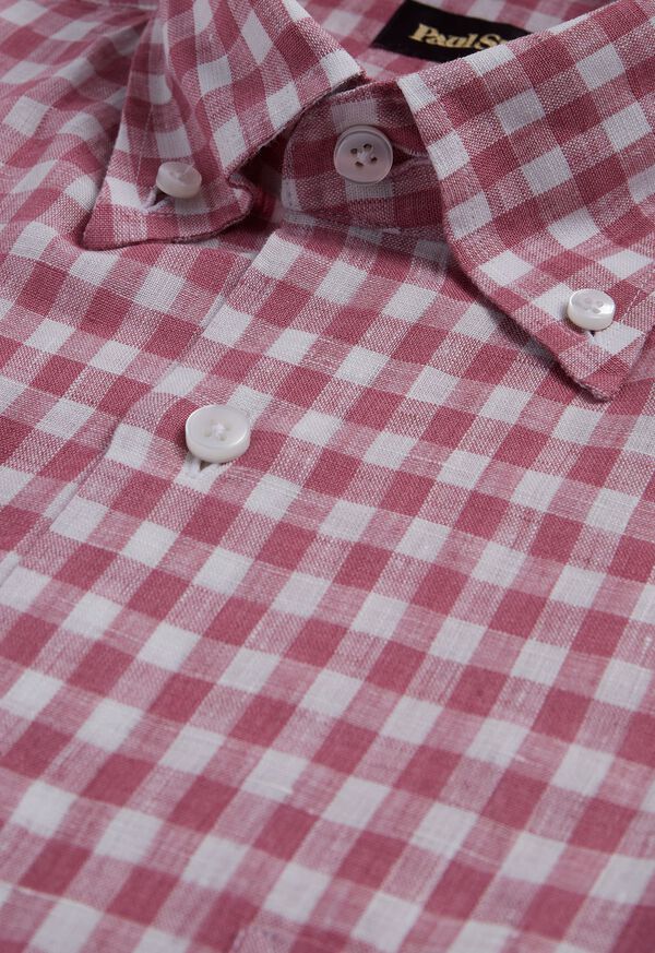 Paul Stuart Linen Gingham Red | NZ_PAUL40211