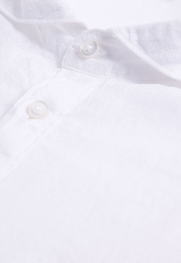 Paul Stuart Linen Half Placket White | NZ_PAUL21965
