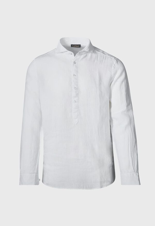 Paul Stuart Linen Half Placket White | NZ_PAUL21965
