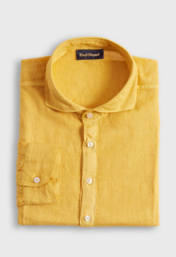 Paul Stuart Linen Half Placket Yellow | NZ_PAUL98967