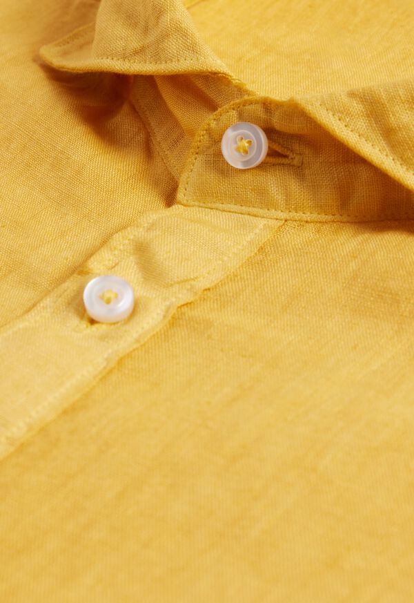 Paul Stuart Linen Half Placket Yellow | NZ_PAUL98967
