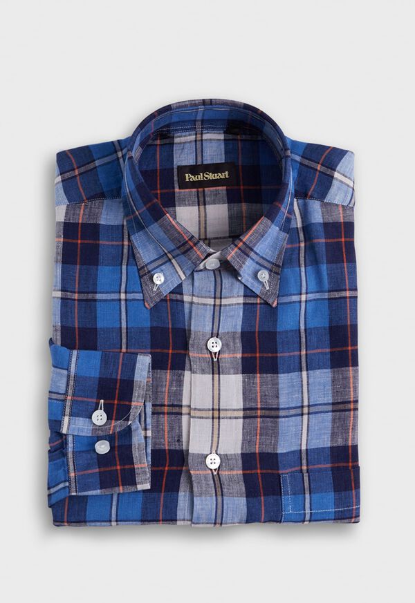 Paul Stuart Linen Plaid Blue / Red | NZ_PAUL54670