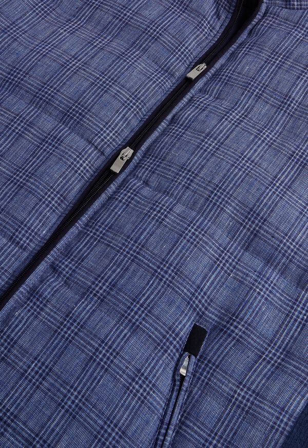 Paul Stuart Linen Plaid Vest Blue | NZ_PAUL14330