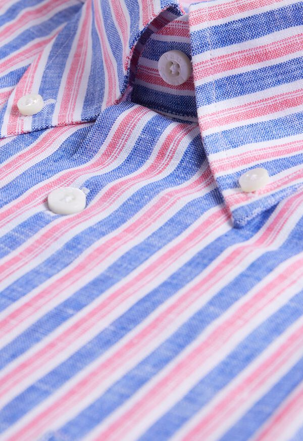 Paul Stuart Linen Shadow Stripe Blue / Red | NZ_PAUL45066