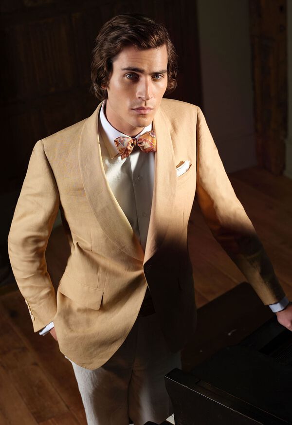 Paul Stuart Linen Shawl Collar Dinner Brown | NZ_PAUL56146