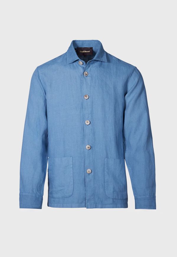 Paul Stuart Linen Shirt Blue | NZ_PAUL43690