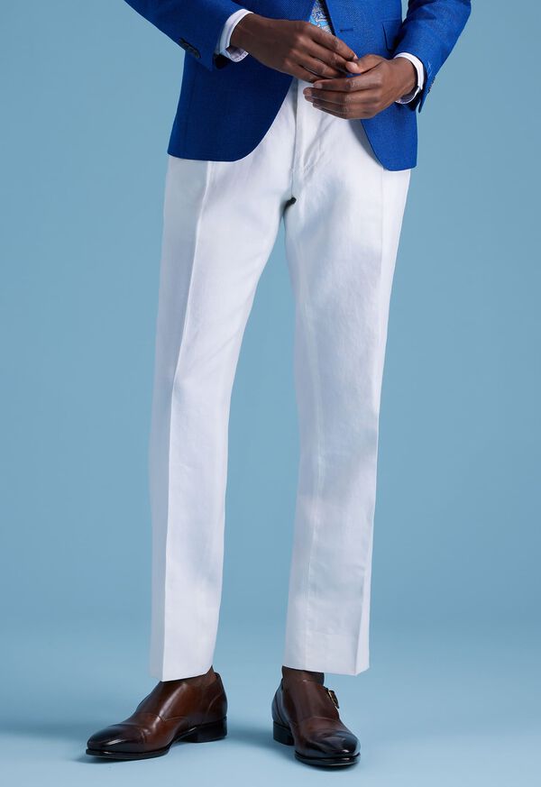 Paul Stuart Linen Washed Pleated Front White | NZ_PAUL56773