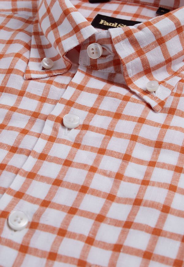 Paul Stuart Linen Windowpane Orange / White | NZ_PAUL78845