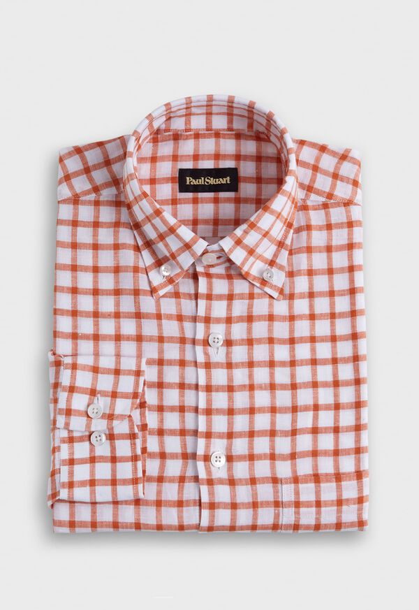 Paul Stuart Linen Windowpane Orange / White | NZ_PAUL78845