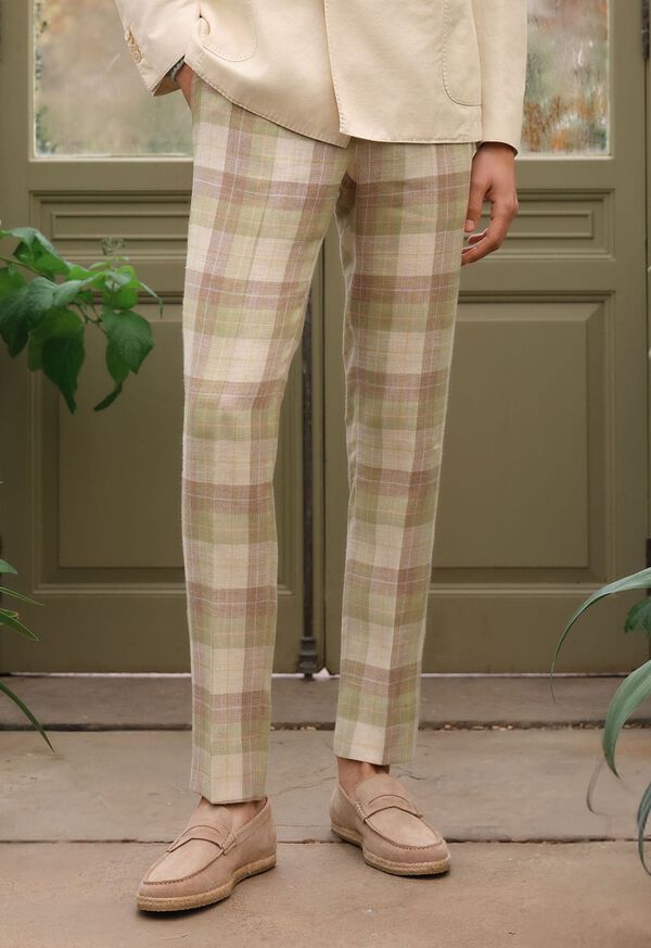 Paul Stuart Linen & Cotton Plaids Olive | NZ_PAUL16713