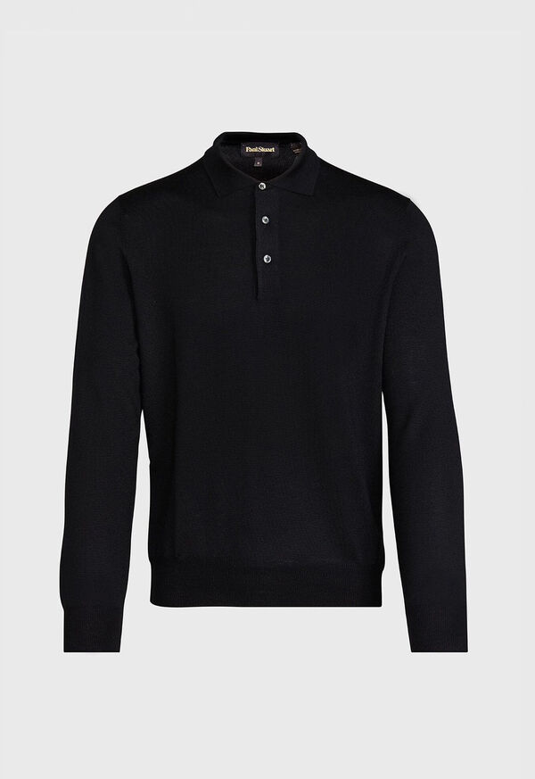 Paul Stuart Long Sleeve Merino Wool Black | NZ_PAUL36713