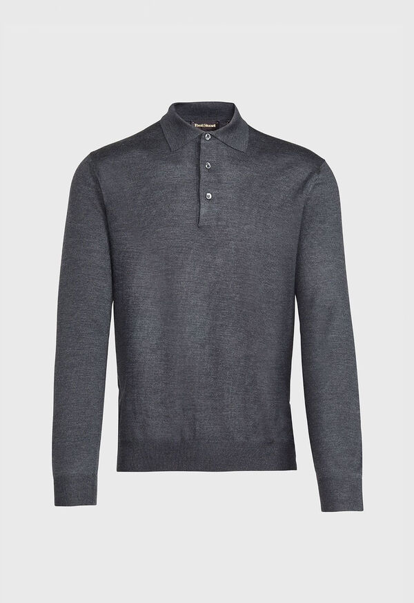 Paul Stuart Long Sleeve Merino Wool Grey | NZ_PAUL89328