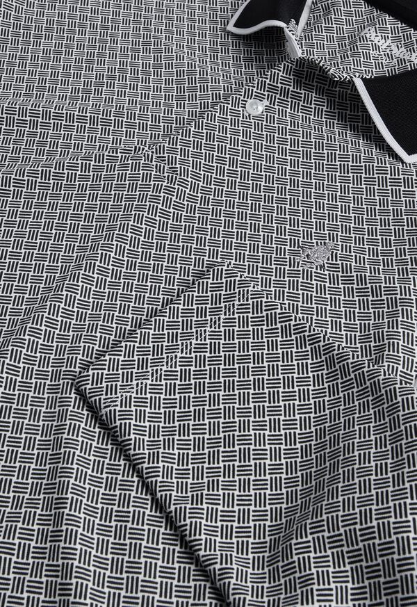 Paul Stuart Long Sleeve Parquet Pattern Golf Black | NZ_PAUL51395