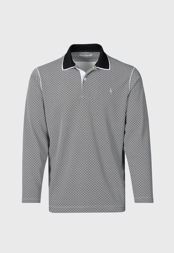 Paul Stuart Long Sleeve Parquet Pattern Golf Black | NZ_PAUL51395