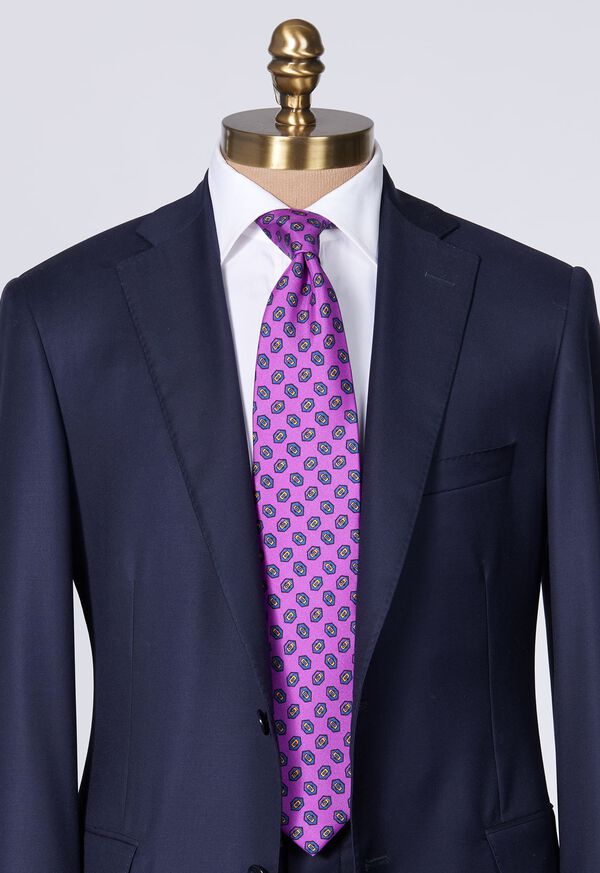 Paul Stuart Madder Silk Hexagon Print Purple | NZ_PAUL86995