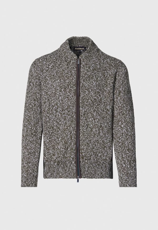 Paul Stuart Marled Wool Full Zip Cardigan Olive | NZ_PAUL69604