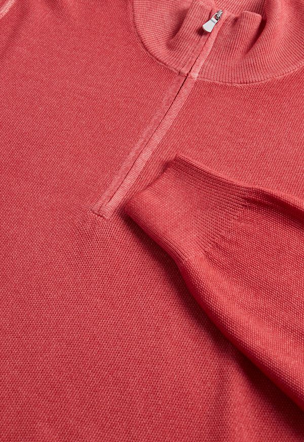 Paul Stuart Merino Wool Rice Stitch Quarter Zip Pink | NZ_PAUL94764