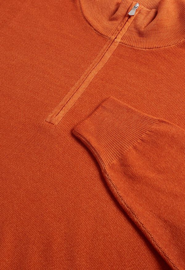 Paul Stuart Merino Wool Rice Stitch Quarter Zip Orange | NZ_PAUL63445