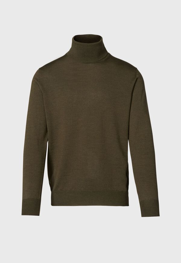Paul Stuart Merino Wool Turtleneck Olive | NZ_PAUL25365
