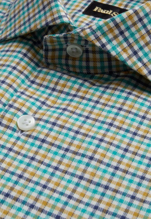 Paul Stuart Mini Check Flannel Turquoise | NZ_PAUL56522