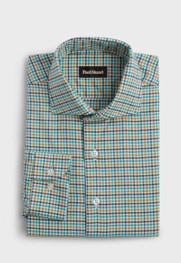 Paul Stuart Mini Check Flannel Turquoise | NZ_PAUL56522