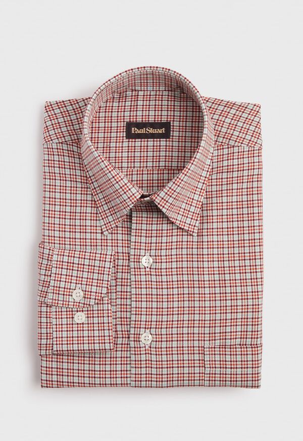 Paul Stuart Mini Houndstooth Flannel Dark Red | NZ_PAUL31525