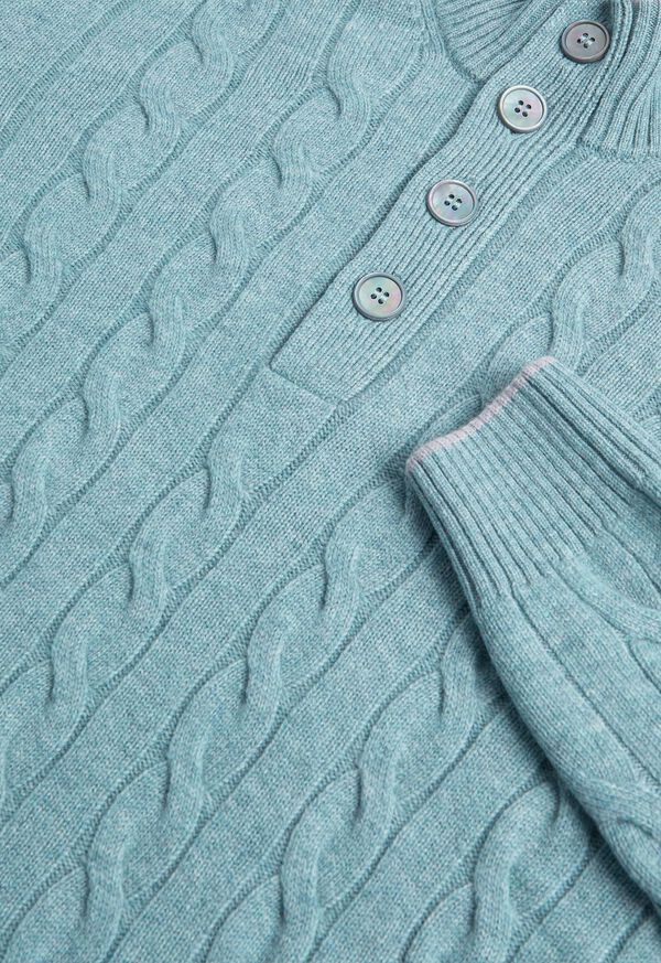 Paul Stuart Mock Neck Cable Blue | NZ_PAUL40679