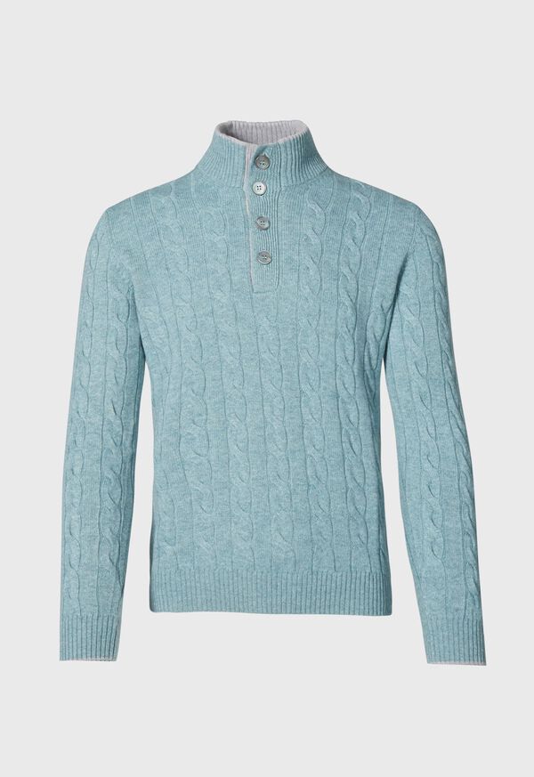 Paul Stuart Mock Neck Cable Blue | NZ_PAUL40679