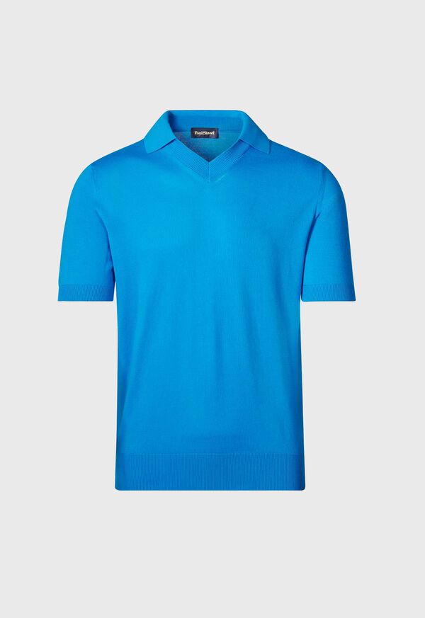 Paul Stuart Organic Cotton Open Collar Deep Blue | NZ_PAUL34322