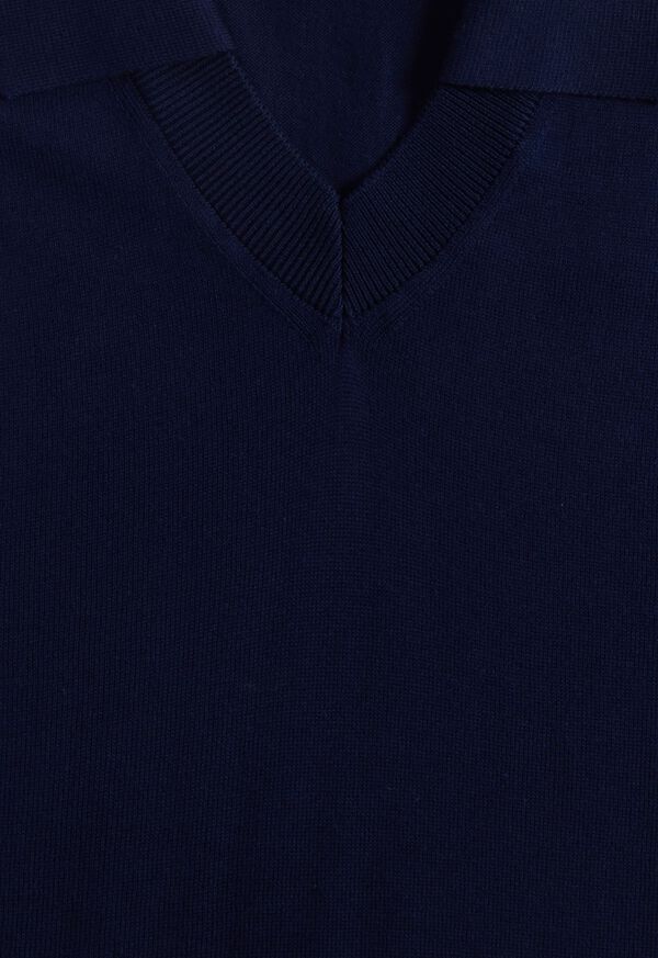 Paul Stuart Organic Cotton Open Collar Navy | NZ_PAUL20837