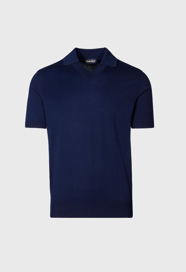 Paul Stuart Organic Cotton Open Collar Navy | NZ_PAUL20837