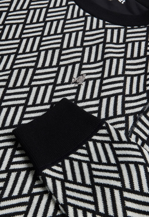 Paul Stuart Parquet Pattern Jacquard Crewneck Black | NZ_PAUL87061
