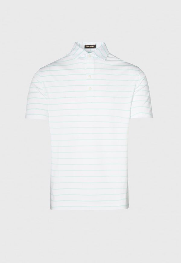 Paul Stuart Pencil Stripe on White Ground Performance Mint | NZ_PAUL30217
