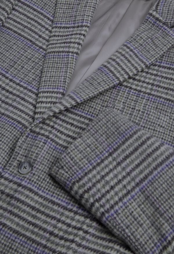 Paul Stuart Plaid Cashmere Paul Grey / Purple | NZ_PAUL44116